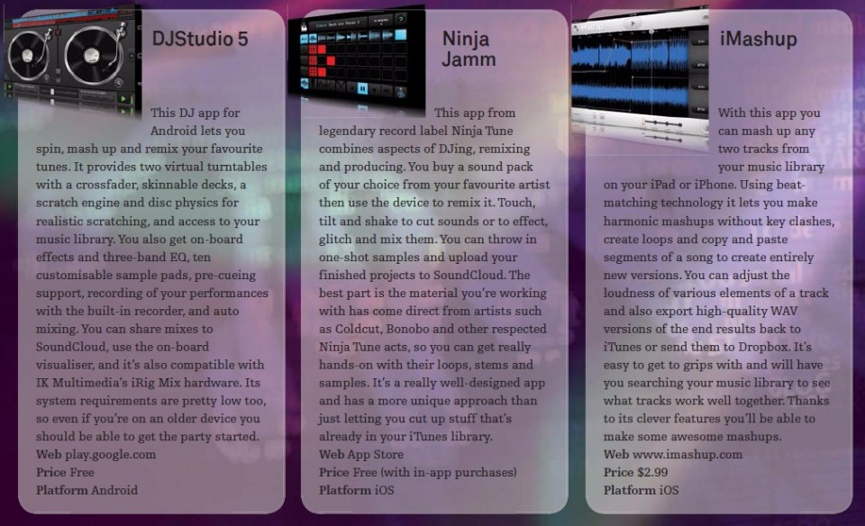 DJ Studio 5<br />Ninja Jamm<br />iMashup