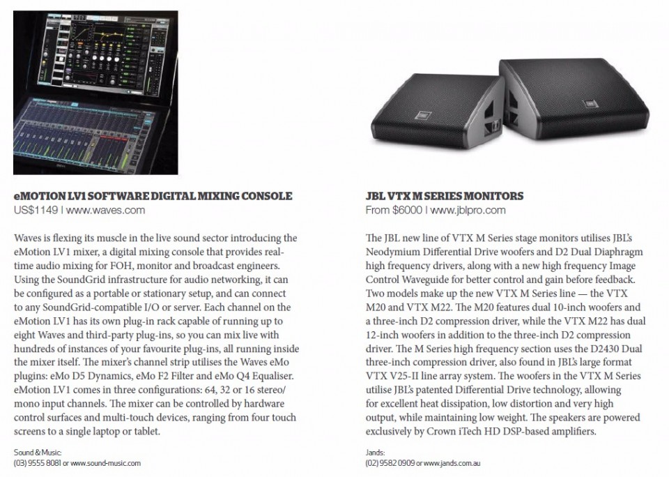 eMotion Software Digital Mixing Console<br />JBL VTX Series Monitors